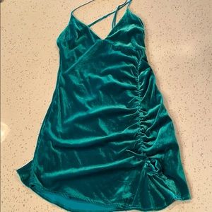 Jewel tone velvet mini dress